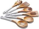 Wooden Spoons For Cooking, 6 Pieces Natural Acacia Wooden Cooking Utensils or Non-Stick Wooden Kitchen Utensil Set for Kitchen Essentials