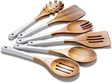Wooden Spoons For Cooking, 6 Pieces Natural Acacia Wooden Cooking Utensils or Non-Stick Wooden Kitchen Utensil Set for Kitchen Essentials