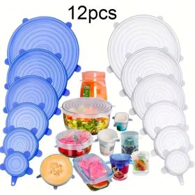 12pcs Flexible Silicone Bowl Covers, ElasticFood Storage Lids, Reusable, Dishwasher AndMicrowave Safe, Airtight Leakproof For Fresh Food Storage