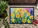NEW Daffodils in Watercolor Doormat Front Door Mat Indoor Outdoor Rugs for Entryway, Non Slip Washable Low Pile, 18H X 27W