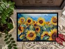NEW Sunflowers in Watercolor Doormat Front Door Mat Indoor Outdoor Rugs for Entryway, Non Slip Washable Low Pile, 18H X 27W