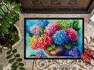 NEW Hydrangeas in Watercolor Doormat Front Door Mat Indoor Outdoor Rugs for Entryway, Non Slip Washable Low Pile, 18H X 27W