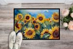 NEW Sunflowers in Watercolor Doormat Front Door Mat Indoor Outdoor Rugs for Entryway, Non Slip Washable Low Pile, 18H X 27W
