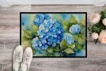 Hydrangeas in Watercolor Doormat Front Door Mat Indoor Outdoor Rugs for Entryway, Non Slip Washable Low Pile, 24H X 36W