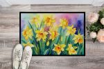 NEW Daffodils in Watercolor Doormat Front Door Mat Indoor Outdoor Rugs for Entryway, Non Slip Washable Low Pile, 18H X 27W