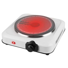 1Pc 1200W Electric Infrared Single Burner Portable Heating Hot Plate Stove Countertop RV Hotplate With 7.5in Glass Cooktop Stepless Temperature Adjust (Option: White)