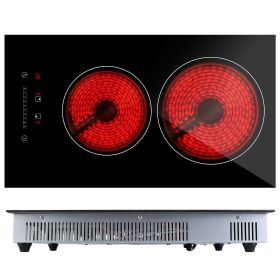 1Pc Dual Induction Burners Electric Cooktop 110V Total 1900W Electric Stove Built In Electric Ceramic Stove With Timer Setting 9 Firepower Levels Over (Option: Black)