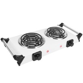 2000W Electric Dual Burner Portable Coil Heating Hot Plate Stove Countertop RV Hotplate With 5 Temperature Adjustments Portable Handles (Option: SilverDouble)