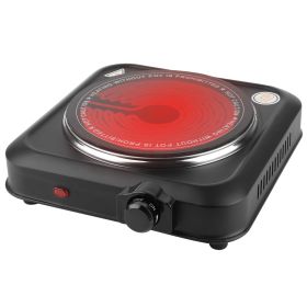 1Pc 1200W Electric Infrared Single Burner Portable Heating Hot Plate Stove Countertop RV Hotplate With 7.5in Glass Cooktop Stepless Temperature Adjust (Option: Black)